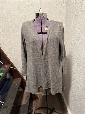 Notations Heather Gray Open-Front Drape Cardigan